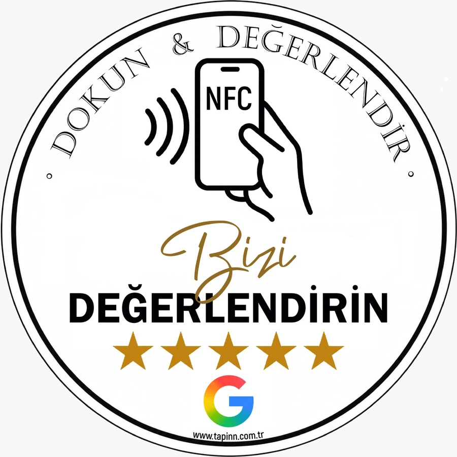 Türkçe NFC Google değerlendirme masa etiketi