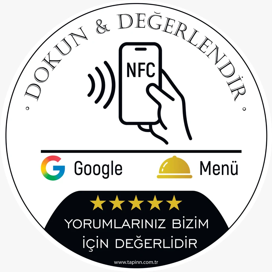 Alternatif tasarımlı NFC menü ve yorum masa etiketi